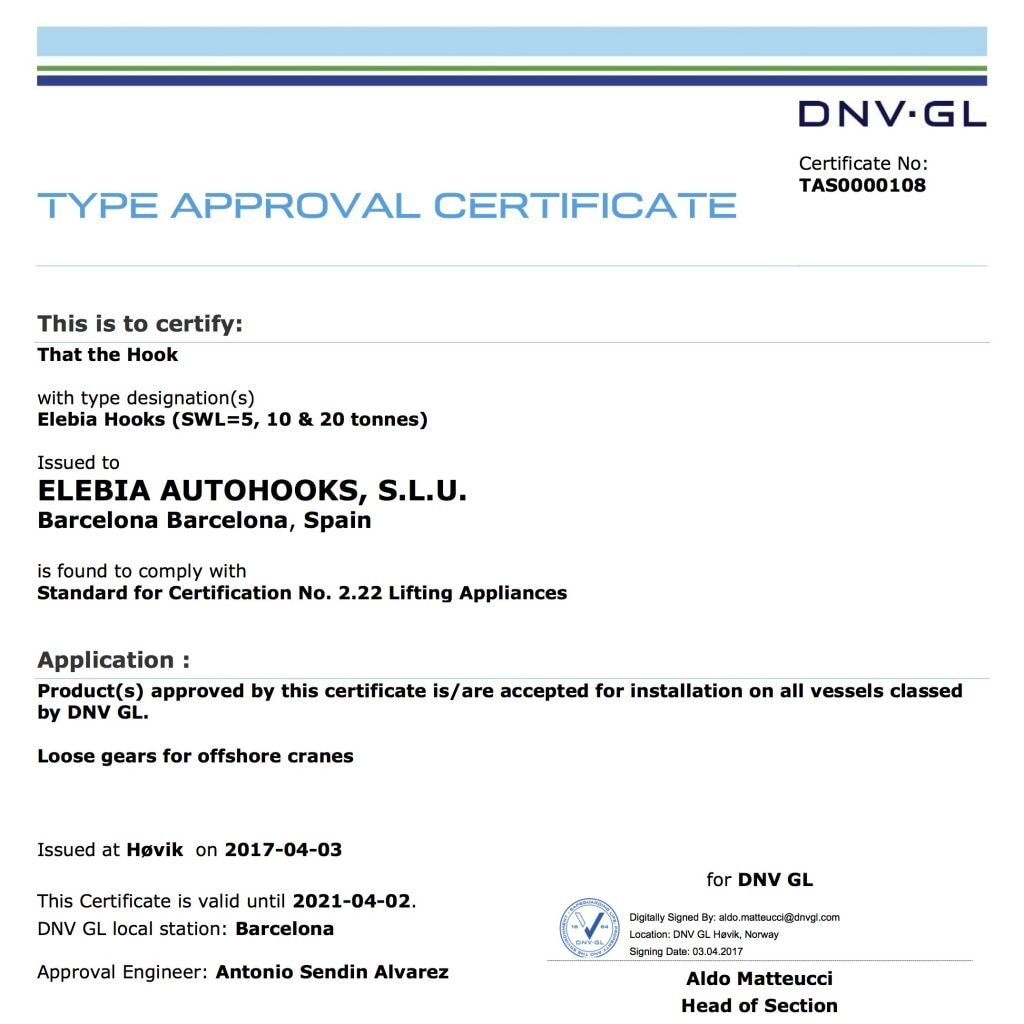 elebia DNV 2.22 certification